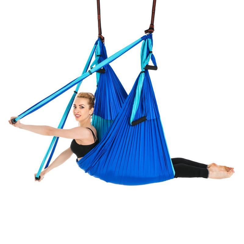 Dispositivo per esercizi di pilates antigravità per altalena volante con amaca per yoga aereo a 6 maniglie